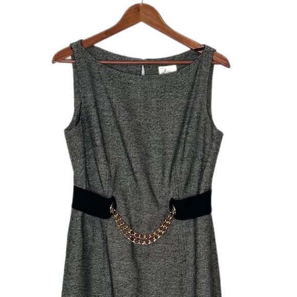 Milly Wool Blend Sleeveless Chain Tweed Dress - Picture 2 of 5